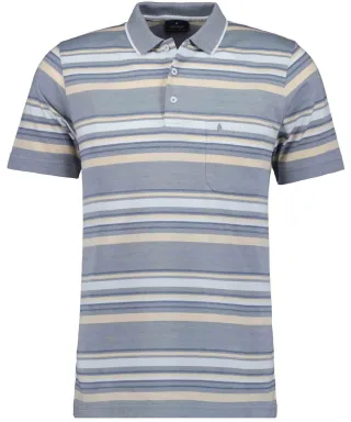 RAGMAN - Softknit-Polo gestreift silbergrau - Gr. - XXL