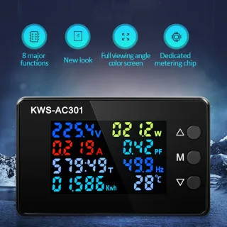 8 in1 Digital Voltmeter Ammeter KWS-AC301 AC 50-300V Power Energy Meter LED Digital AC Wattmeter Electricity Meter