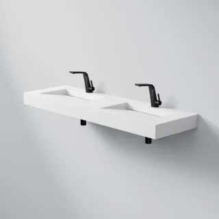 Steinberg Serie 444 Waschtisch Doppelwaschtisch aus Mineo Stone, matt white, 444 7200 W 444 7200 W