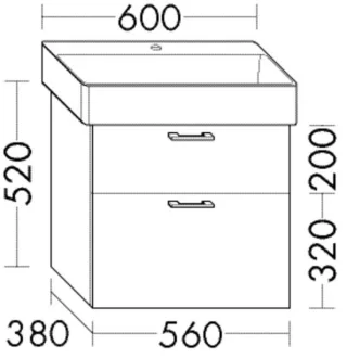 Burgbad Waschtischunterschrank Sys30 PG4 Sana 520x560x380 Asteiche Natur, WWLL056F6025 WWLL056F6025