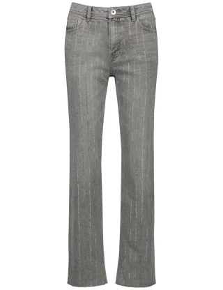 TAIFUN - Glamour-Jeans mit Strassstein-Dekor grau - Gr. - 34