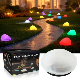 Elfeland Cobblestone Shaped Solar Stone Lamp Auto on/Off Waterproof Outdoor Pebble Lamp Solar Powered Decorative LED Sol