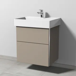 Sanipa 3way Waschtischunterbau zu Duravit Dura Square Waschtisch mit 2 Auszügen, Sandgrau-Matt BS42667