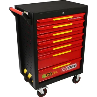 KS Tools ECOline SCHWARZ/ROT/GELB Werkstattwagen mit 7 Schubladen - 897.1007