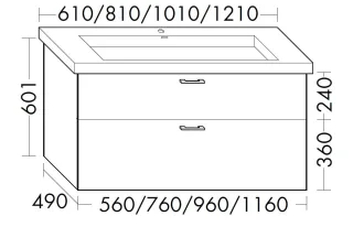 Burgbad Waschtischunterschrank Sys30 PG2 Echo 601x960x490 Eisblau Softmatt, WXYB096F3962 WXYB096F3962