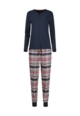 SKINY - SKINY Damen Pyjama lg. Night In Skiny Flanell navy blazer - Gr. - 38