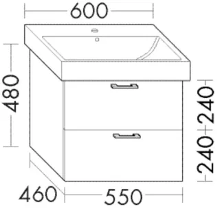 Burgbad Waschtischunterschrank Sys30 PG2 Echo 480x550x460 Graphit Softmatt, WUHX055F3963 WUHX055F3963