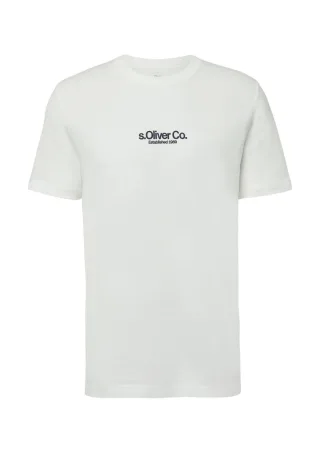 s.Oliver Red Label - T-Shirt aus Baumwolle mit Logo-Print weiß - Gr. - XXL