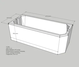 Neuesbad Wannenträger für Bette Profi-Form 160x70 Fußende re SW10035