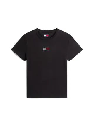 Tommy Jeans - T-Shirt mit Frontprint schwarz - Gr. - XS