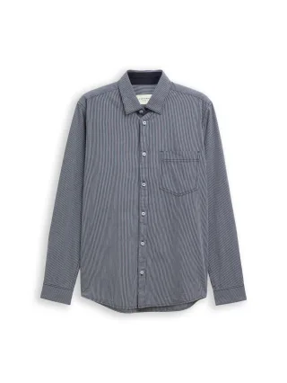 Tom Tailor - Fitted Hemd aus Baumwolle dark navy stripe - Gr. - L