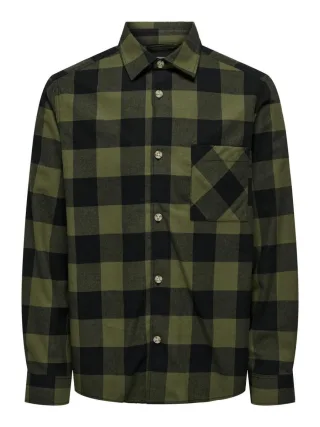 only & sons - Karohemd aus Baumwolle grün - Gr. - S