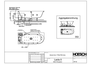 Hoesch Monolith Einbau Whirlwanne iSensi Eck 1700x750 links mit System Laola II 3813Z.010305002