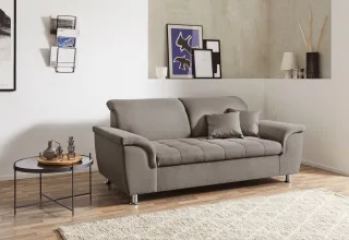 DOMO collection 2-Sitzer "Franzi, zeitlos & elegant, moderne Sitzheftung" wahlweise mit Kopfteilverstellung, inklusive Zierkissen
