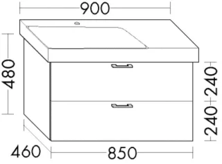 Burgbad Waschtischunterschrank Sys30 PG3 Diago 480x850x460 Weiß Matt, WUVH085LF3351 WUVH085LF3351