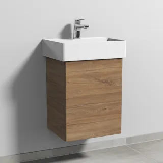 Sanipa 3way Waschtischunterbau zu Duravit Dura Square Waschtisch mit 1 Tür, Eiche-Kansas SM42559
