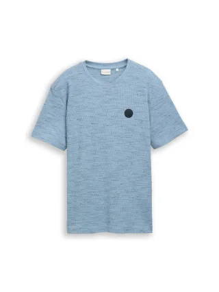 Tom Tailor - T-Shirt mit Waffelstruktur blue grey waffle inject - Gr. - M