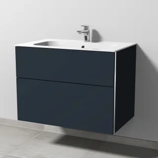 Sanipa 3way Keramik-Set Finion Keramik-Waschtisch und Unterbau mit 2 Auszügen, Marine-Matt BP4001R