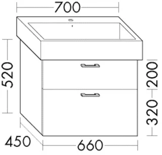 Burgbad Waschtischunterschrank Sys30 PG1 Aqua 520x660x450 Frassino Dekor Cappuccino, WVYO066F3160 WVYO066F3160