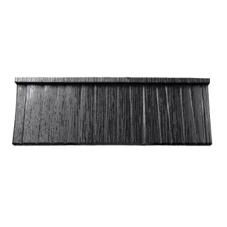 Pfannenmodul Janosik | 0,50 mm | Stahl | Modullänge 380 mm | 35 µm ThyssenKrupp Wood | Tiefschwarz ( RAL 9005 )