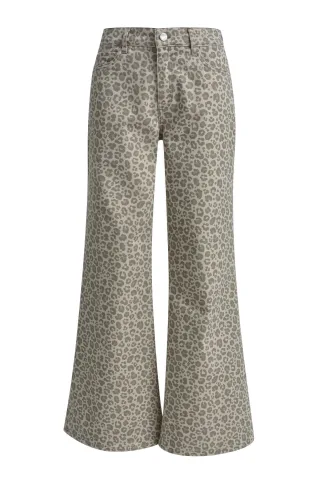 Milano Italy - wide leg denim normal rise mink print - Gr. - 34