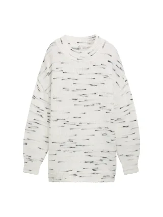 Denim Tom Tailor - Oversize Strickpullover in Melange-Optik off white black grey neps - Gr. - S