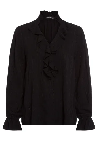 Marc Aurel - Bluse mit Rüschendetails black varied - Gr. - 34