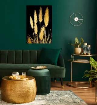 OTTO home Acrylglasbild "Pampas Gras - Acrylbilder mit Blattgold veredelt" Gemälde  Kunst  Pflanzen 1 Stk. tlg. Goldveredelung, Handgearbeitet, Gerahmt, Edel