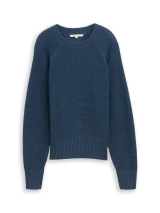 Denim Tom Tailor - Strickpullover mit kleinem Stehkragen dark duck blue - Gr. - XL