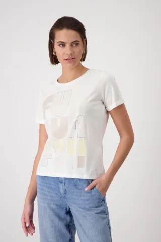 monari - T-Shirt mit Strasssteinen off-white - Gr. - 42