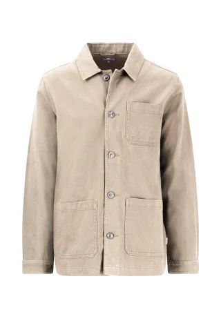 FYNCH-HATTON - Garmentdye Twill Overshirt stone - Gr. - L