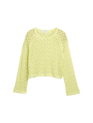 tom tailor kids - Cropped Strickpullover mit Lochmuster fresh sweet lime - Gr. - 164