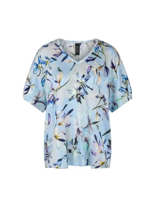 Marc Cain Collections - Seidenblusenshirt mit Lilienprint magical blue - Gr. - 38