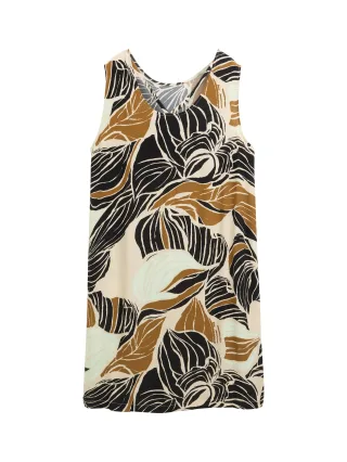 Tom Tailor - Kleid aus Viskose neutral cut leaves design - Gr. - 36