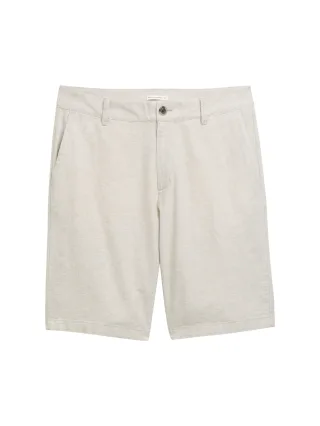 Denim Tom Tailor - Relaxed Shorts mit Leinenanteil beige abbey stone chambray - Gr. - S