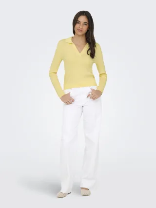 ONLY - ONLKAYA LS POLO KNT NOOS Double Cream - Gr. - M