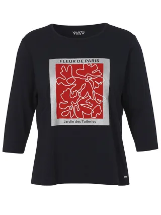 VIA APPIA DUE - T-Shirt Rundhals 3/4 Arm mit Motiv blau - Gr. - 50