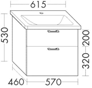 Burgbad Waschtischunterschrank Sys30 PG4 Sana 601x570x460 Schilf Hochglanz, WVCE057F3362 WVCE057F3362