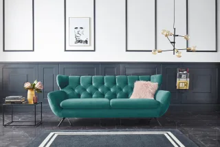 3C Candy 3-Sitzer "Beatrice, extravagantes Megasofa, bequem, Küchensofa" mit Rückensteppung im Rautenmuster, Samt Optik, auch in Fellimitat