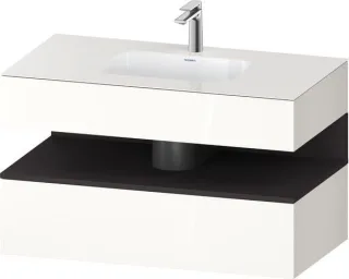 Duravit Qatego Einbauwaschtisch mit Konsolenwaschtischunterbau Weiß Hochglanz 1000x550x600 mm - QA47 QA4786080220000