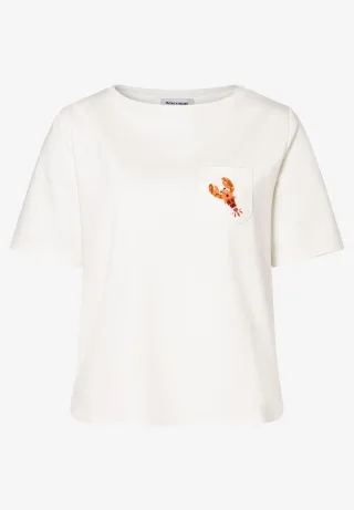 MORE & MORE - T-Shirt mit Pailletten-Lobster weiß - Gr. - 36