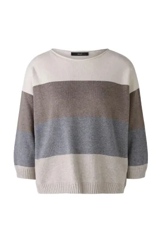 Oui - Pullover mit Baumwolle und Viskose lt brown white - Gr. - 40