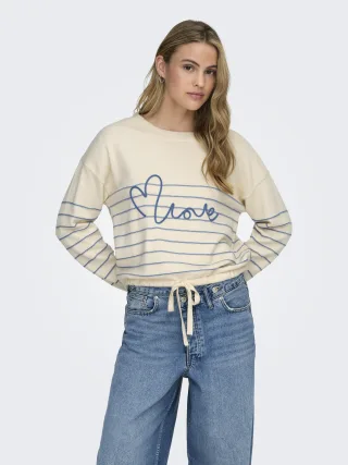 ONLY - ONLSIGNE LIFE LS TEXT DETAI ONECK CC KNT Whitecap Gray - Gr. - M