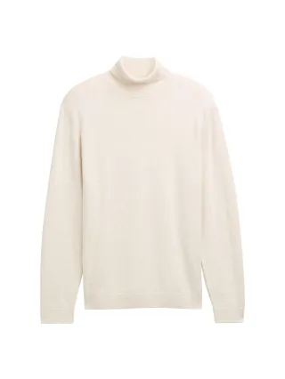 Tom Tailor - Rollkragenpullover aus Baumwolle soft buttercream melange - Gr. - XXL