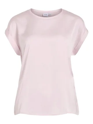 VILA - VIELLETTE S/S SATIN TOP - NOOS Cherry Blossom - Gr. - 34