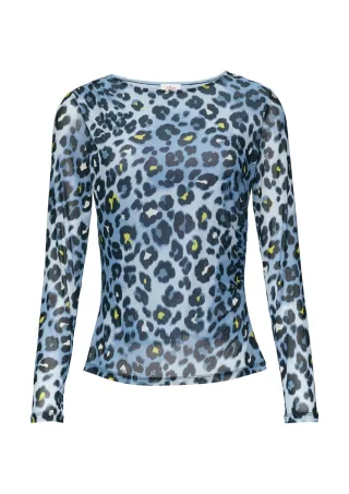 s.Oliver Red Label - Mesh-Shirt mit seitlicher Raffung blau - Gr. - 38