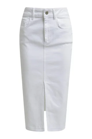 Milano Italy - slim Midiskirt, 5-pocket style, slit at cf white - Gr. - 40