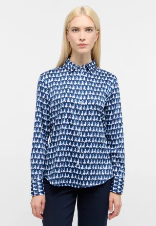 ETERNA - Bluse Satingewebe Langarm navy - Gr. - 40/Langarm