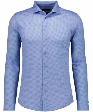 RAGMAN - Softknit-Hemd mit Minimal-Dessin, modern fit hellblau - Gr. - M
