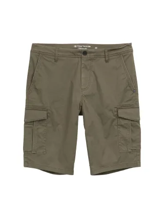 Tom Tailor - Cargo Shorts mit Taschen olive triangle print - Gr. - 32